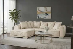 Modernes XXL Ecksofa DECADENCIA 320cm beige Samt Bigsofa inkl. Kissen