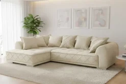 Modernes XXL Ecksofa DECADENCIA 320cm beige Samt Bigsofa inkl. Kissen