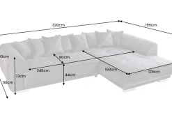 Modernes XXL Ecksofa DECADENCIA 320cm dunkelgrau Samt Bigsofa inkl. Kissen