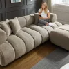 Modernes XXL Sofa ADLON 255cm champagner greige Bouclé Bigsofa Federkern inkl. Kissen