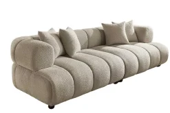 Modernes XXL Sofa ADLON 255cm champagner greige Bouclé Bigsofa Federkern inkl. Kissen