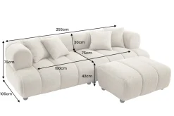 Modernes XXL Sofa ADLON 255cm champagner greige Bouclé Bigsofa Federkern inkl. Kissen