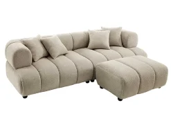 Modernes XXL Sofa ADLON 255cm champagner greige Bouclé Bigsofa Federkern inkl. Kissen