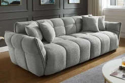 Modernes XXL Sofa CLOUD 260cm grau Bouclé Bigsofa Federkern inkl. Kissen