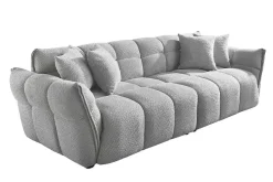 Modernes XXL Sofa CLOUD 260cm grau Bouclé Bigsofa Federkern inkl. Kissen