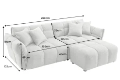 Modernes XXL Sofa CLOUD 260cm grau Bouclé Bigsofa Federkern inkl. Kissen