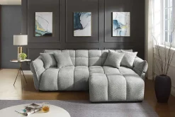 Modernes XXL Sofa CLOUD 260cm grau Bouclé Bigsofa Federkern inkl. Kissen