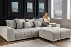 Modernes XXL Sofa ELEGANCIA 285cm champagner beige Cord inklusive Kissen Bigsofa
