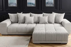 Modernes XXL Sofa ELEGANCIA 285cm champagner beige Cord inklusive Kissen Bigsofa