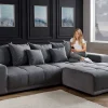 Modernes XXL Sofa ELEGANCIA 285cm anthrazit Cord inklusive Kissen Bigsofa