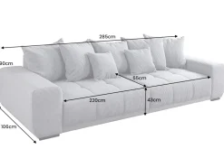 Modernes XXL Sofa ELEGANCIA 285cm anthrazit Cord inklusive Kissen Bigsofa