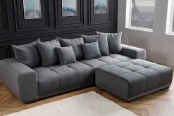 Modernes XXL Sofa ELEGANCIA 285cm anthrazit Cord inklusive Kissen Bigsofa