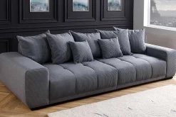 Modernes XXL Sofa ELEGANCIA 285cm anthrazit Cord inklusive Kissen Bigsofa
