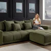 Modernes XXL Sofa ELEGANCIA 285cm grün Cord Federkern inklusive Kissen Bigsofa