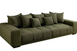 Modernes XXL Sofa ELEGANCIA 285cm grün Cord Federkern inklusive Kissen Bigsofa