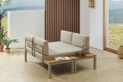 Modulare Garten Sitzgruppe ORLANDO LOUNGE 240cm champagner greige Aluminium wetterfest inkl. Kissen
