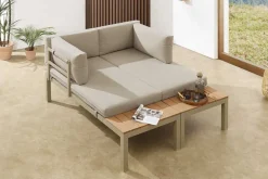Modulare Garten Sitzgruppe ORLANDO LOUNGE 240cm champagner greige Aluminium wetterfest inkl. Kissen