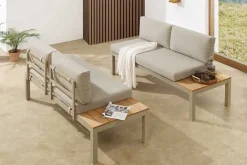 Modulare Garten Sitzgruppe ORLANDO LOUNGE 240cm champagner greige Aluminium wetterfest inkl. Kissen
