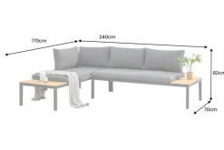 Modulare Garten Sitzgruppe ORLANDO LOUNGE 240cm anthrazit Aluminium wetterfest inkl. Kissen
