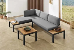 Modulare Garten Sitzgruppe ORLANDO LOUNGE 240cm anthrazit Aluminium wetterfest inkl. Kissen