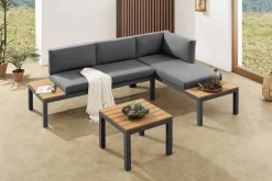 Modulare Garten Sitzgruppe ORLANDO LOUNGE 240cm anthrazit Aluminium wetterfest inkl. Kissen