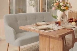 Nordische Sitzbank SCANDINAVIA MEISTERSTÜCK 115cm beige natur Massivholz mit Armlehne