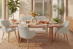 Nordische Sitzbank SCANDINAVIA MEISTERSTÜCK 115cm beige natur Massivholz mit Armlehne