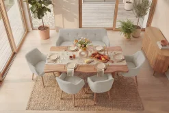 Nordische Sitzbank SCANDINAVIA MEISTERSTÜCK 115cm beige natur Massivholz mit Armlehne