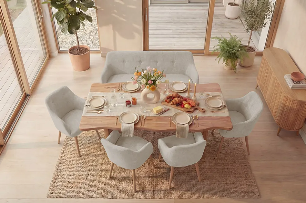 Nordische Sitzbank SCANDINAVIA MEISTERSTÜCK 115cm beige natur Massivholz mit Armlehne