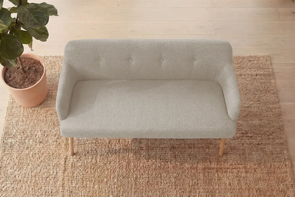 Nordische Sitzbank SCANDINAVIA MEISTERSTÜCK 115cm beige natur Massivholz mit Armlehne