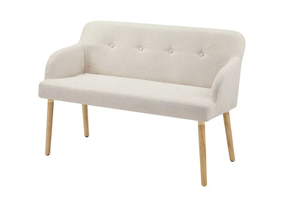 Nordische Sitzbank SCANDINAVIA MEISTERSTÜCK 115cm beige natur Massivholz mit Armlehne