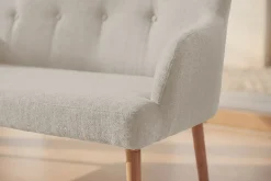 Nordische Sitzbank SCANDINAVIA MEISTERSTÜCK 115cm beige natur Massivholz mit Armlehne