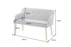 Nordische Sitzbank SCANDINAVIA MEISTERSTÜCK 115cm grau natur Massivholz mit Armlehne