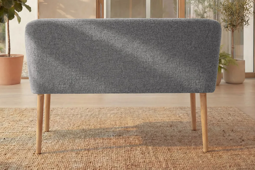 Nordische Sitzbank SCANDINAVIA MEISTERSTÜCK 115cm grau natur Massivholz mit Armlehne