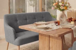 Nordische Sitzbank SCANDINAVIA MEISTERSTÜCK 115cm grau natur Massivholz mit Armlehne