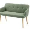Nordische Sitzbank SCANDINAVIA MEISTERSTÜCK 115cm salbei natur Massivholz mit Armlehne