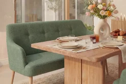 Nordische Sitzbank SCANDINAVIA MEISTERSTÜCK 115cm salbei natur Massivholz mit Armlehne