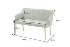Nordische Sitzbank SCANDINAVIA MEISTERSTÜCK 115cm salbei natur Massivholz mit Armlehne