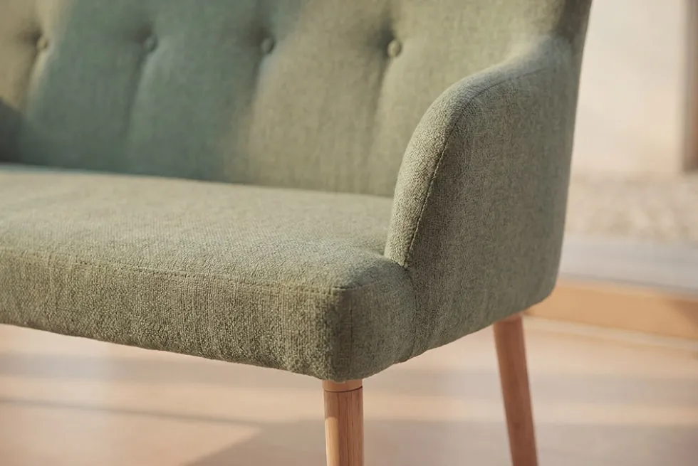 Nordische Sitzbank SCANDINAVIA MEISTERSTÜCK 115cm salbei natur Massivholz mit Armlehne