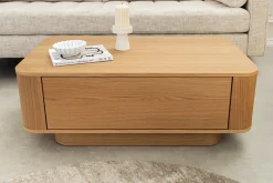 Nordischer Couchtisch VALHALLA WOOD 100cm natur Eichenholz mit Schublade