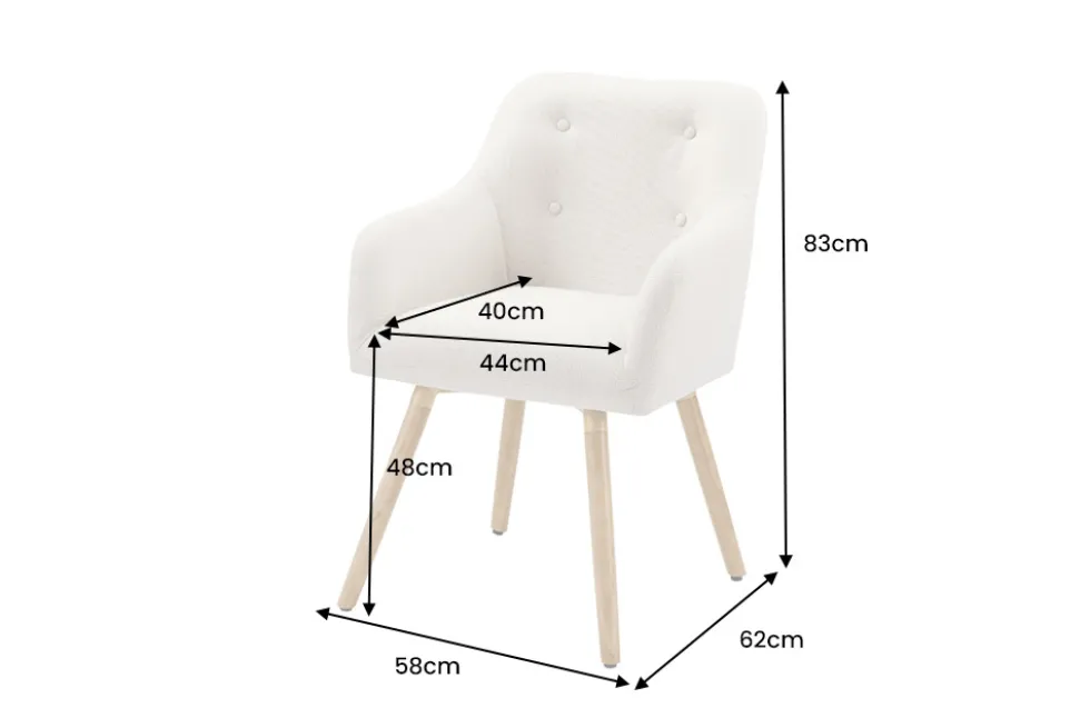 Nordischer Stuhl SCANDINAVIA MEISTERSTÜCK beige natur Strukturstoff Massivholzbeine