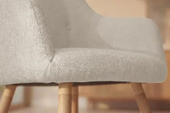 Nordischer Stuhl SCANDINAVIA MEISTERSTÜCK beige natur Strukturstoff Massivholzbeine