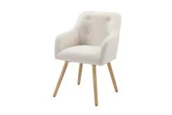 Nordischer Stuhl SCANDINAVIA MEISTERSTÜCK beige natur Strukturstoff Massivholzbeine