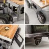 Oldtimer Couchtisch HOT ROD 160cm Stahl Mangoholz mit Stauraum Flaschenhalter massiv