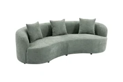 Organisches Sofa ATELIER 230cm salbei Bouclé 3-Sitzer Couch inkl. Kissen