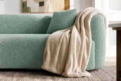 Organisches Sofa ATELIER 230cm salbei Bouclé 3-Sitzer Couch inkl. Kissen