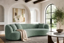 Organisches Sofa ATELIER 230cm salbei Bouclé 3-Sitzer Couch inkl. Kissen