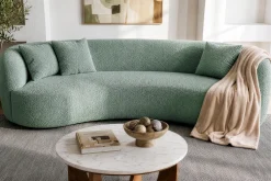 Organisches Sofa ATELIER 230cm salbei Bouclé 3-Sitzer Couch inkl. Kissen
