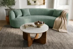 Organisches Sofa ATELIER 230cm salbei Bouclé 3-Sitzer Couch inkl. Kissen