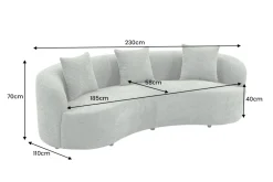 Organisches Sofa ATELIER 230cm salbei Bouclé 3-Sitzer Couch inkl. Kissen